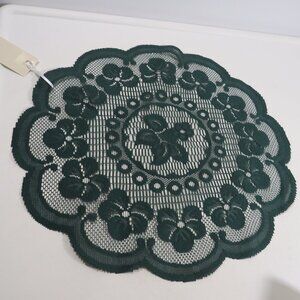 Heritage Lace dark Hunter Green Victorian Flower Lace Doily 14" St Patriricks